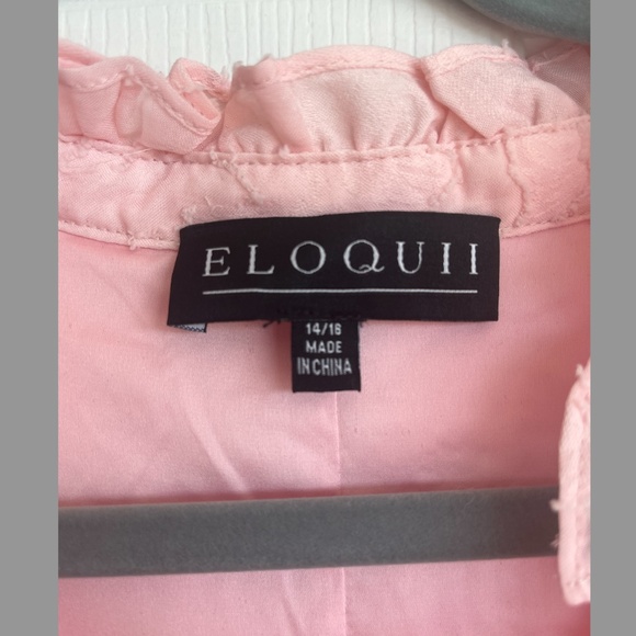 ELOQUII Tiered 3/4 Sleeve Dress in Pink - Picture 5 of 6